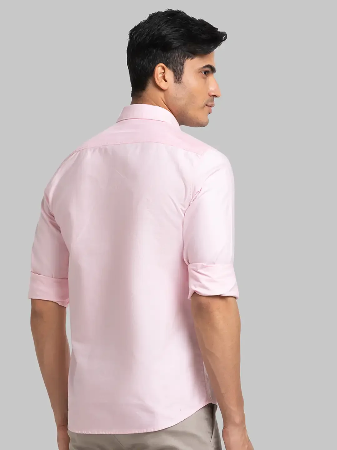 Parx Men Pink Solid Slim Fit Cotton Casual Shirt - Image 4