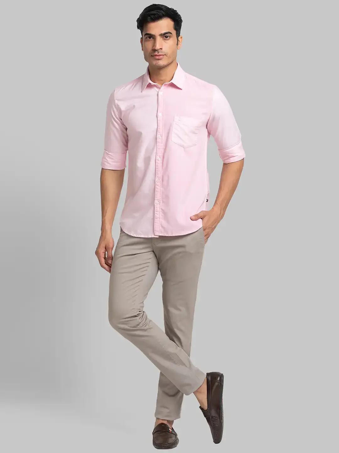 Parx Men Pink Solid Slim Fit Cotton Casual Shirt - Image 5