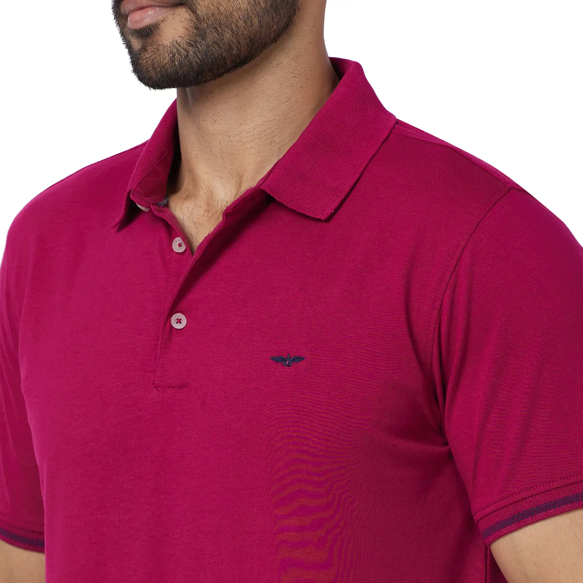 Park Avenue Men Red Solid Slim Fit Cotton Blend T-Shirt - Image 6