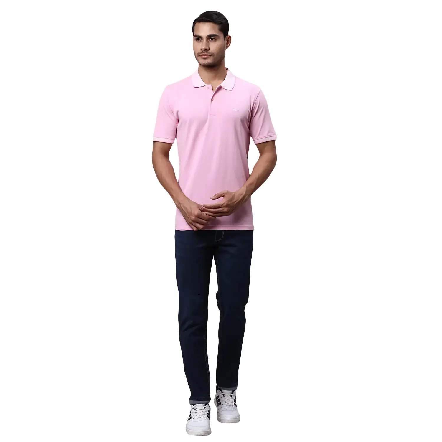 Men Red Slim Fit Solid Cotton Polyester Blend Round Neck Collar Polo T-Shirt - Image 6