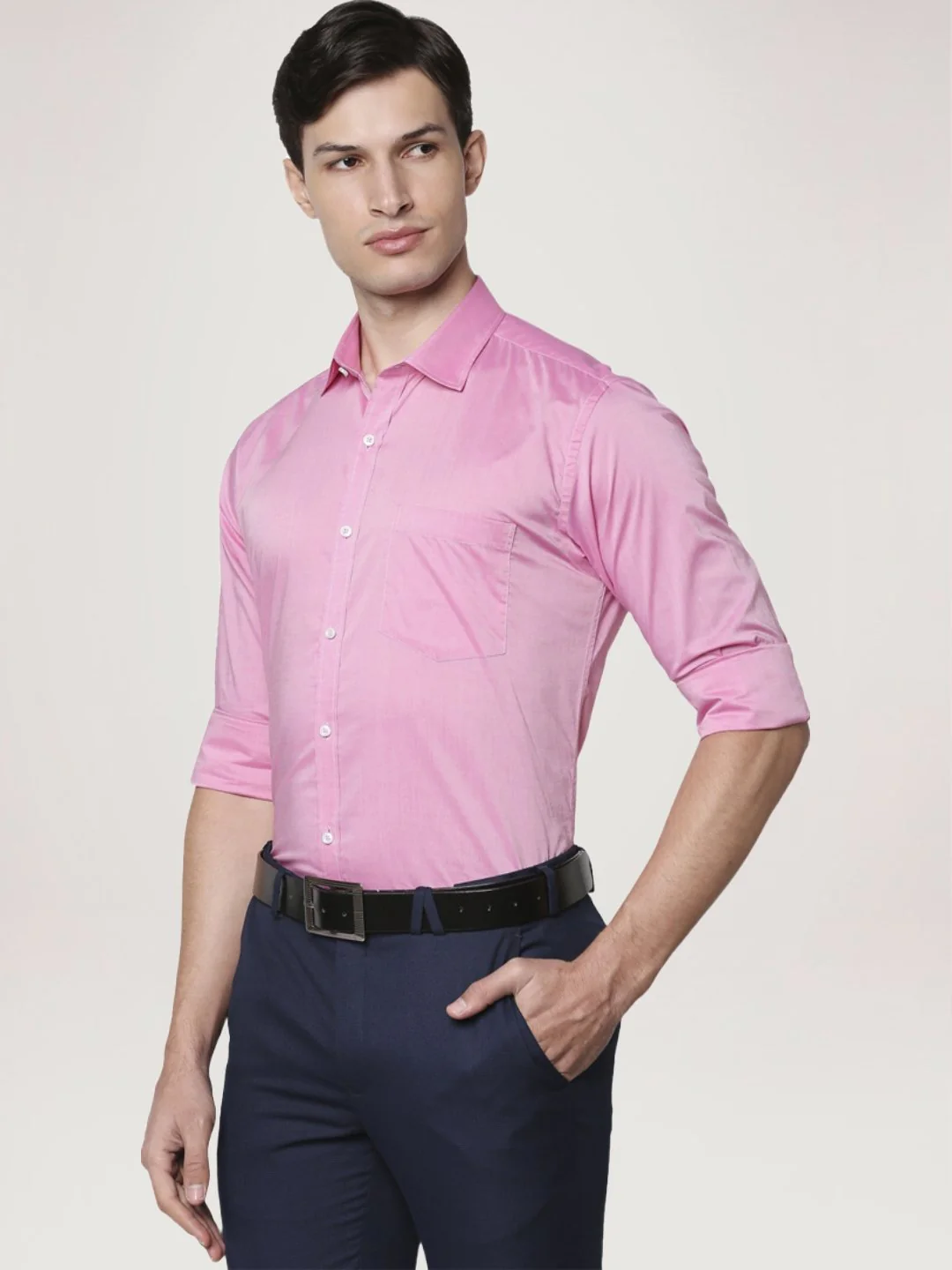 Men Red Slim Fit Solid Cotton Shirts - Image 6