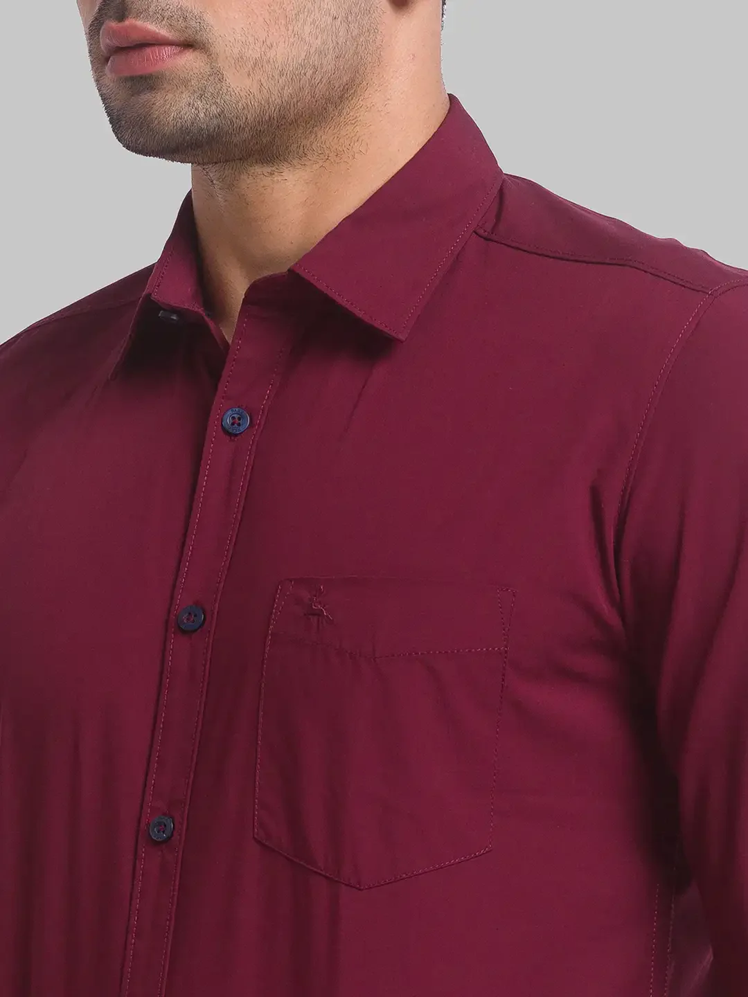 Men Red Slim Fit Solid Polyester Blend Full Sleeve Shirts - Image 6