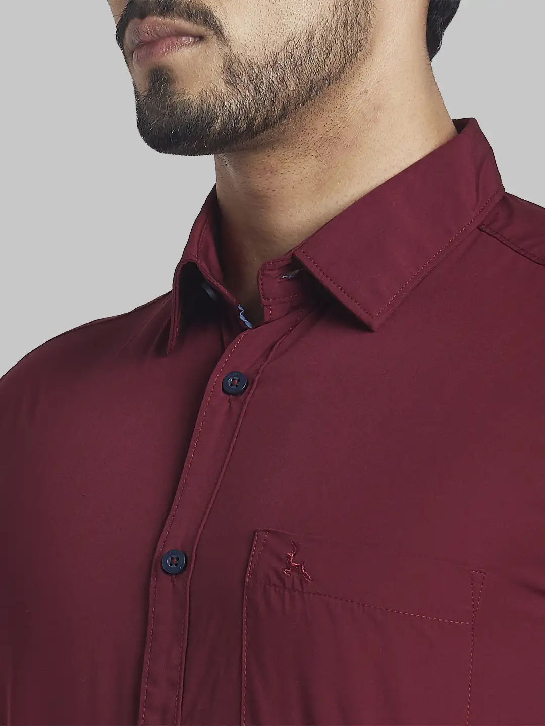 Men Red Slim Fit Solid Polyester Blend Full Sleeve Shirts - Image 6