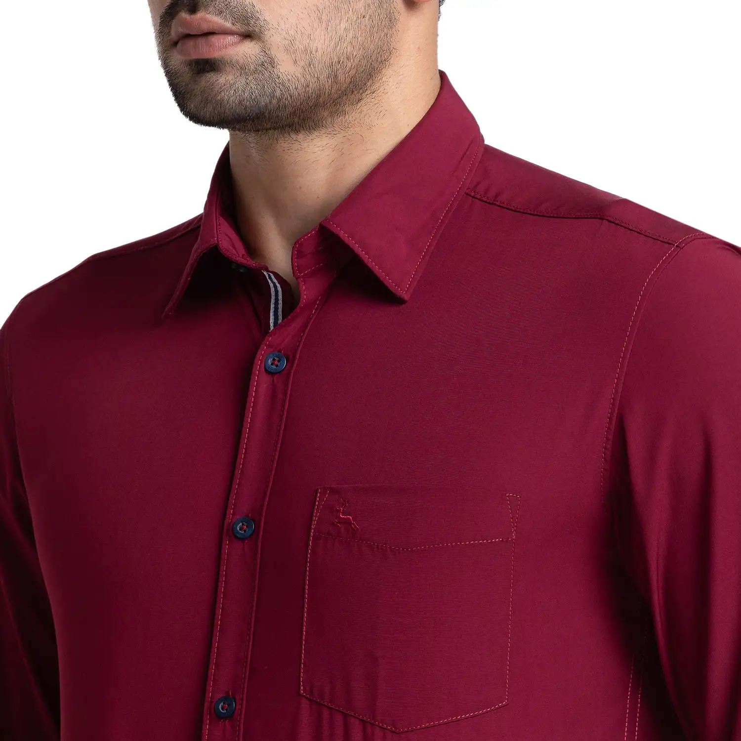 Men Red Slim Fit Solid Polyester Blend Full Sleeve Shirts - Image 6