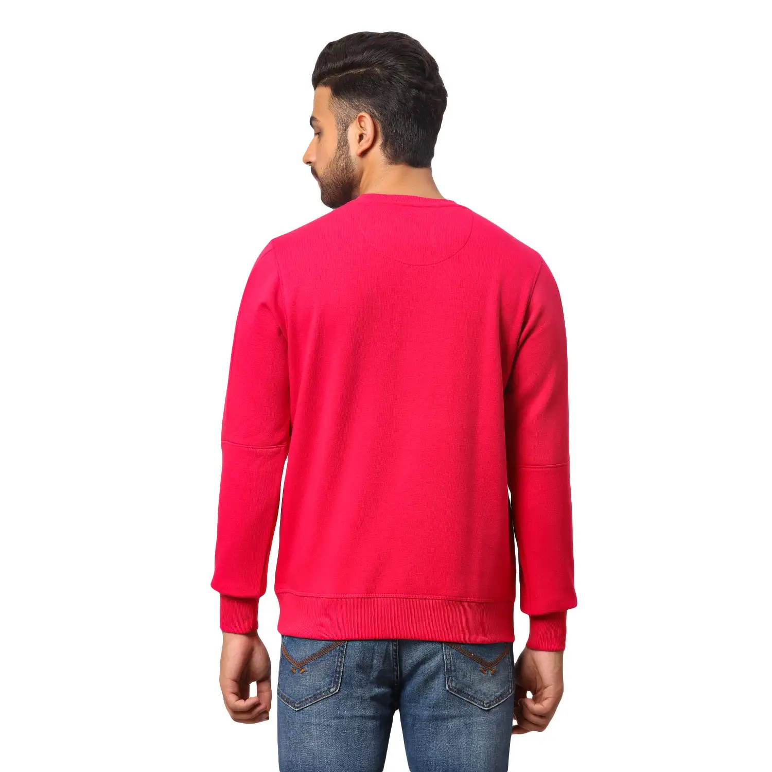 Men Red Slim Fit Solid Polyester Blend Sweatshirts - Image 4