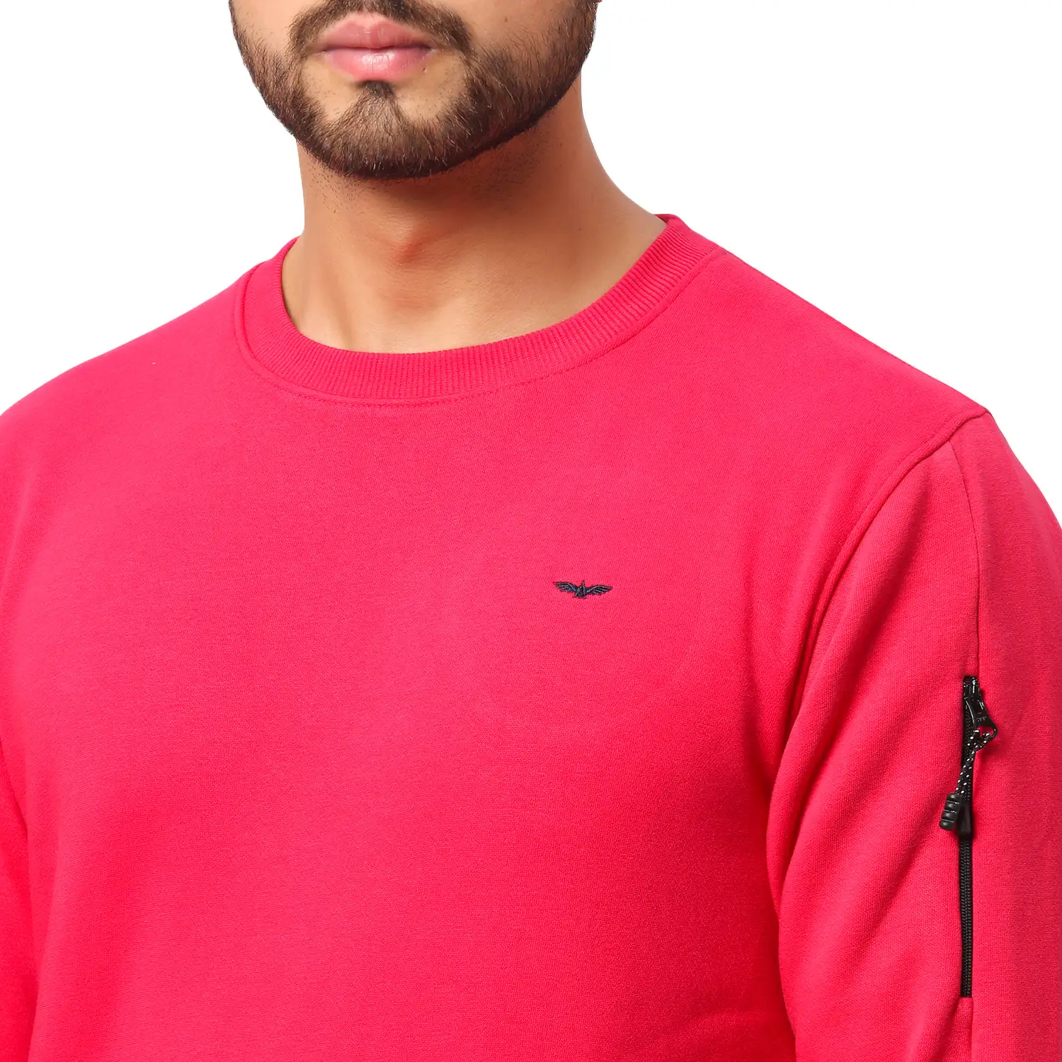 Men Red Slim Fit Solid Polyester Blend Sweatshirts - Image 6