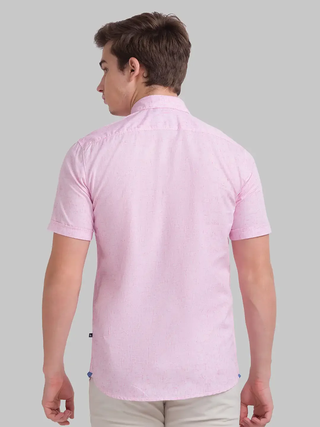 Men Red Slim Fit Solid Viscose Blend Half Sleeve Shirts - Image 4
