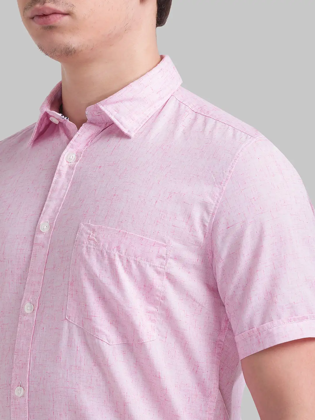 Men Red Slim Fit Solid Viscose Blend Half Sleeve Shirts - Image 6