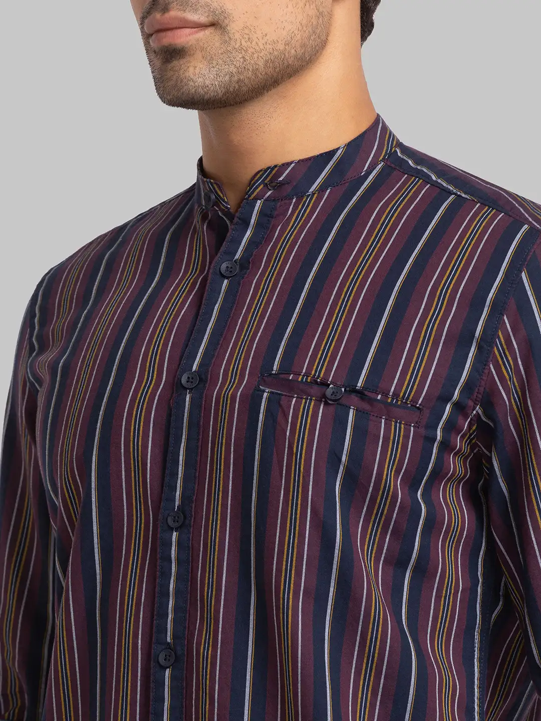 Parx Men Blue Striped Slim Fit Cotton Casual Shirt - Image 6
