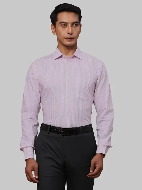 Men Red Slim Fit Stripe Cotton Shirts