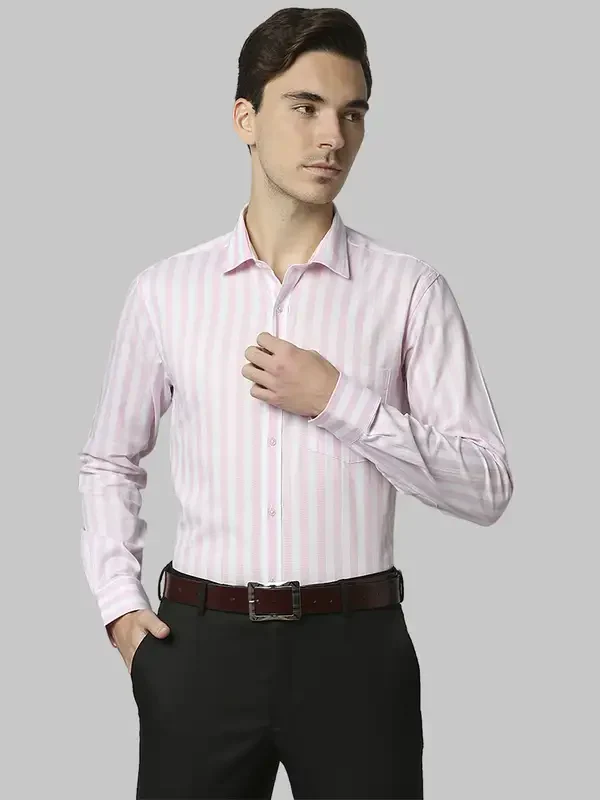 Men Red Slim Fit Stripe Cotton Shirts