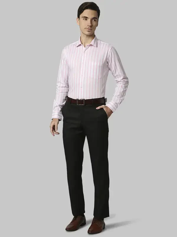 Men Red Slim Fit Stripe Cotton Shirts - Image 5