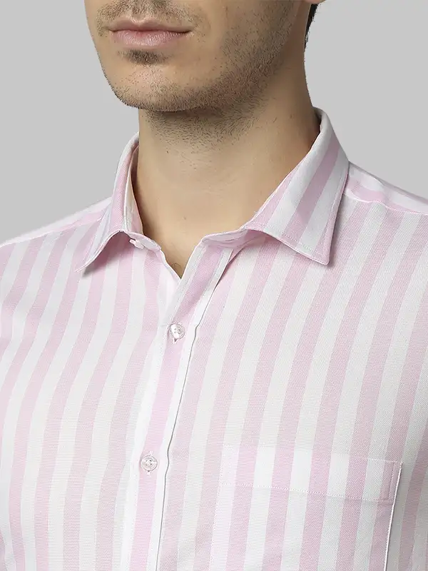 Men Red Slim Fit Stripe Cotton Shirts - Image 6