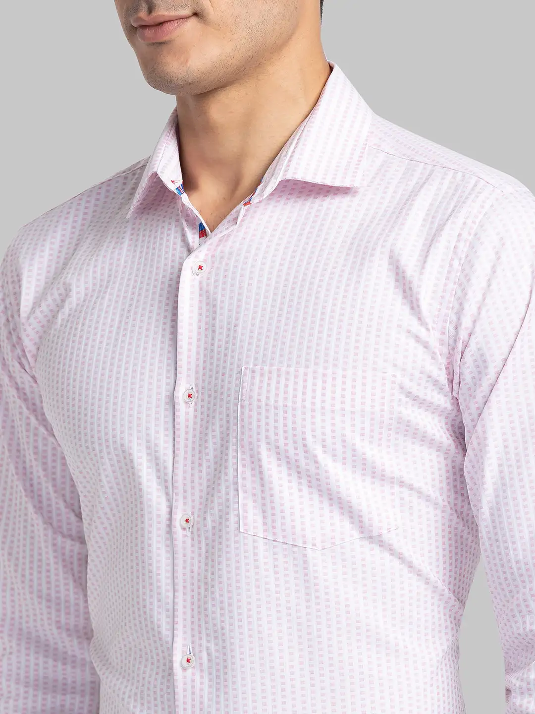 Men Red Slim Fit Stripe Cotton Shirts - Image 6