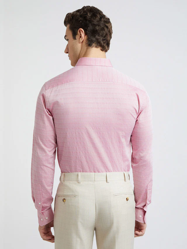 Men Red Slim Fit Stripe Cotton Shirts - Image 4