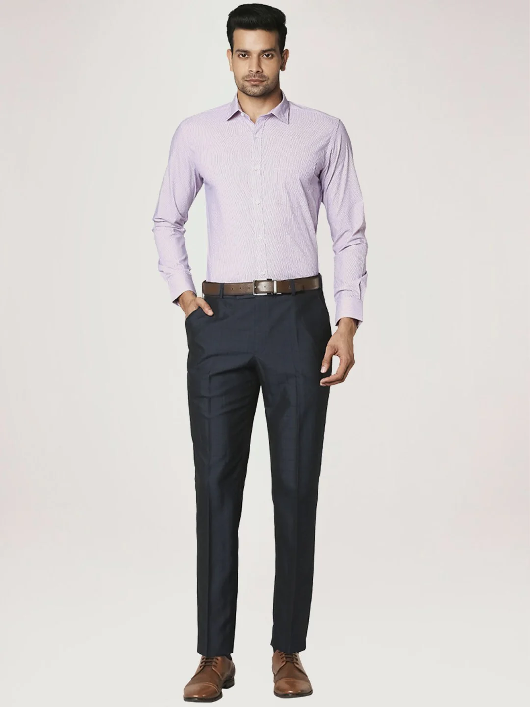 Men Red Slim Fit Stripe Polyester Blend Shirts - Image 2