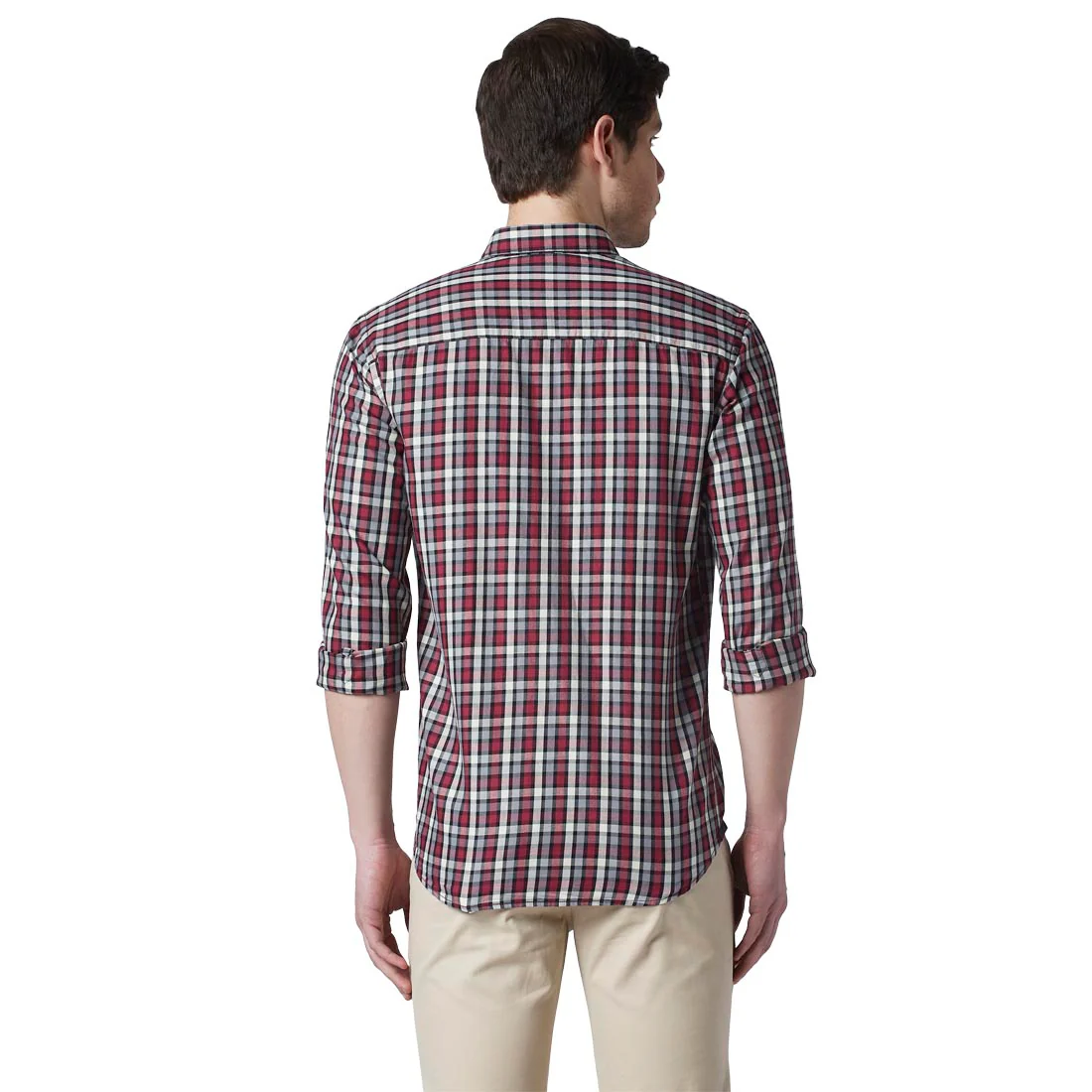 Men Red Slim Fit Structure Cotton Ainsley Collar Shirts - Image 4