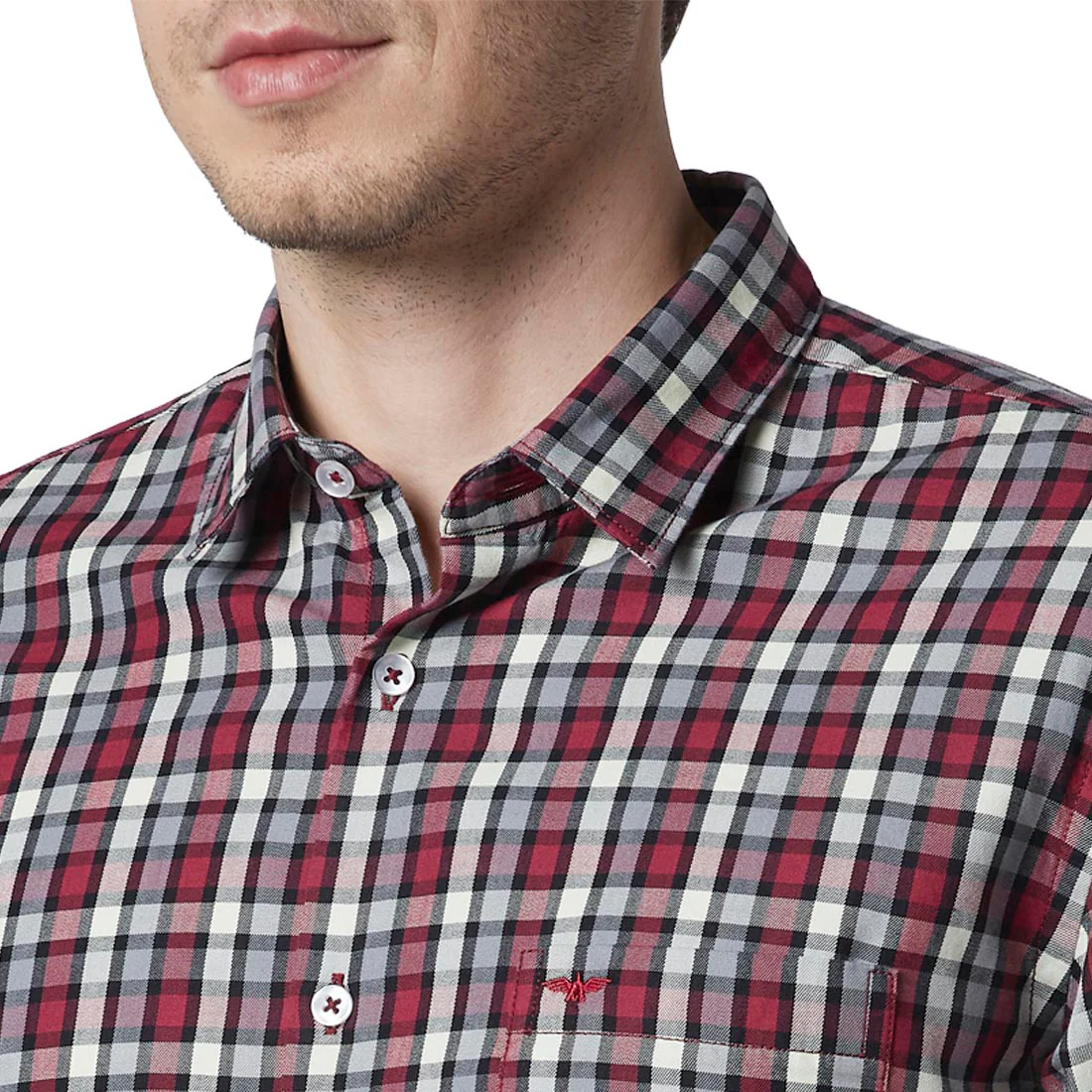 Men Red Slim Fit Structure Cotton Ainsley Collar Shirts - Image 6