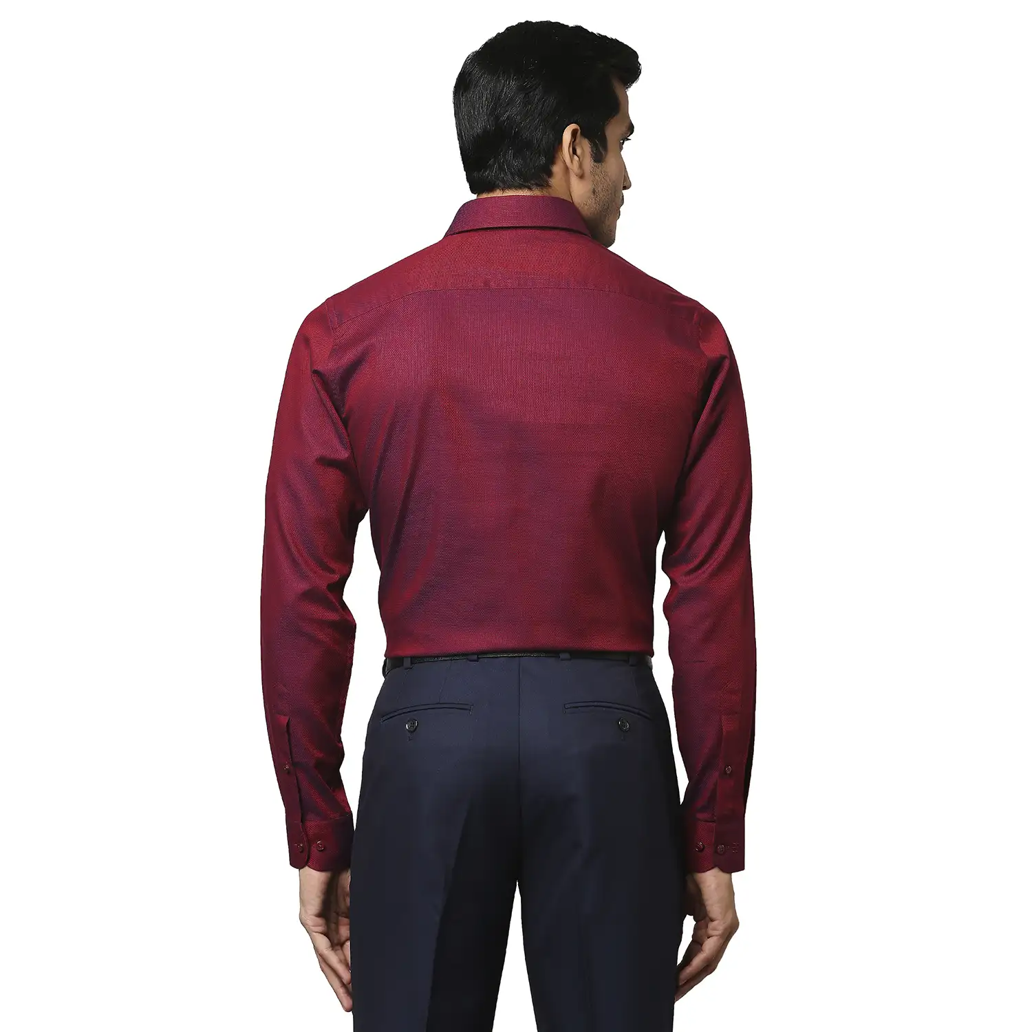 Men Red Slim Fit Structure Cotton Half Sleeve Shirts - Image 4