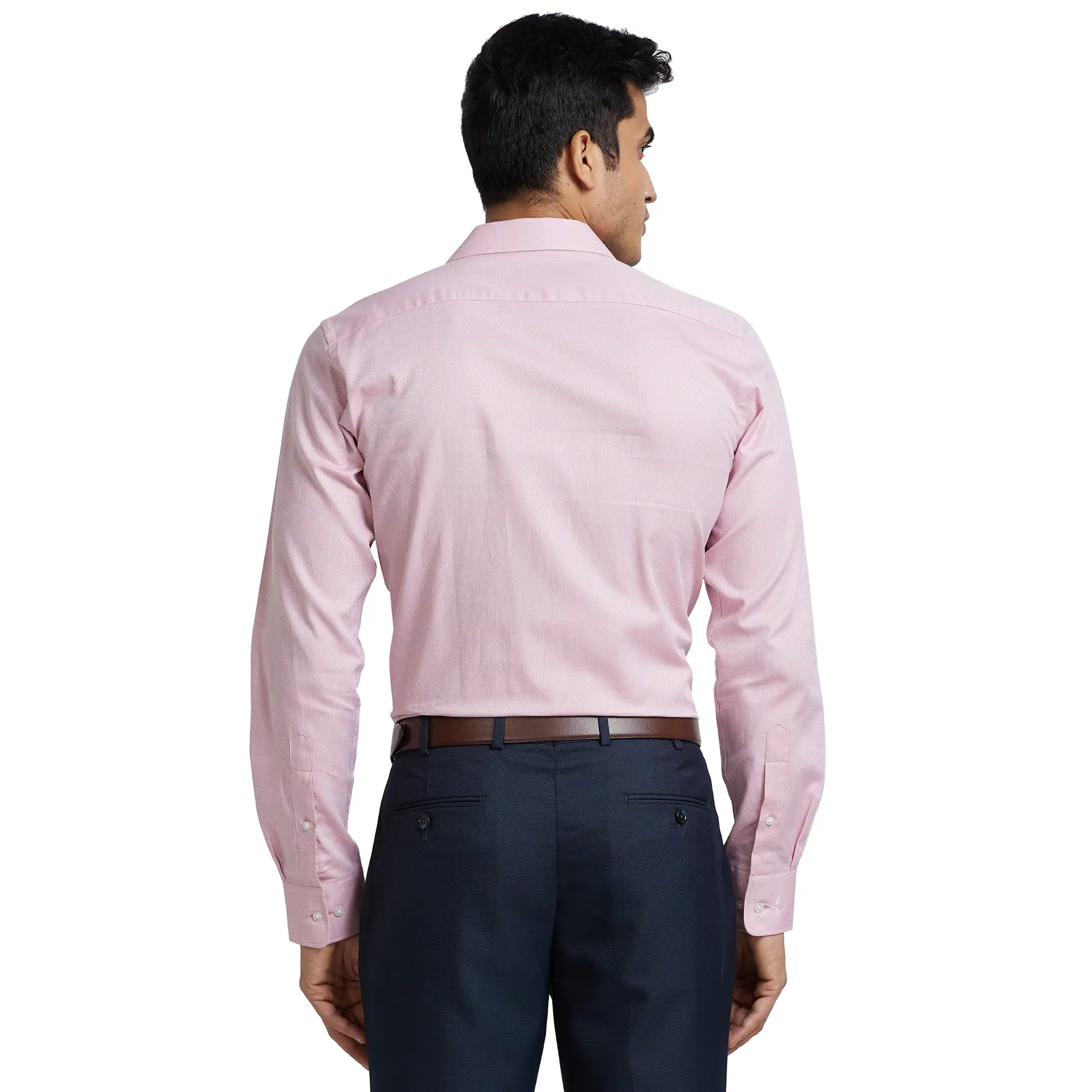 Men Red Slim Fit Structure Cotton Shirts - Image 4