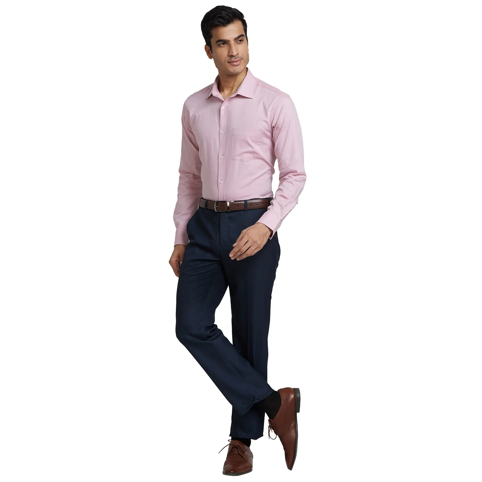 Men Red Slim Fit Structure Cotton Shirts - Image 5