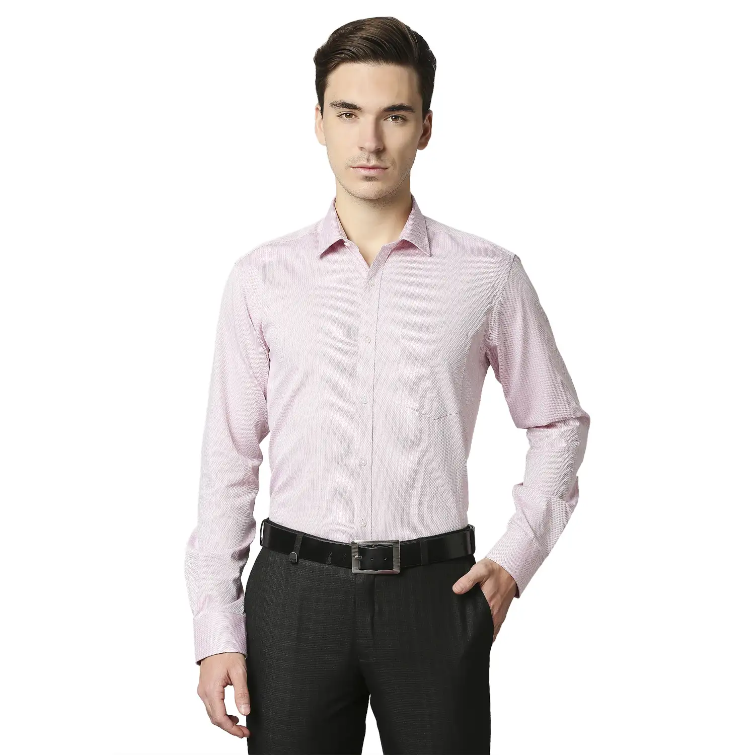 Men Red Slim Fit Structure Cotton Shirts
