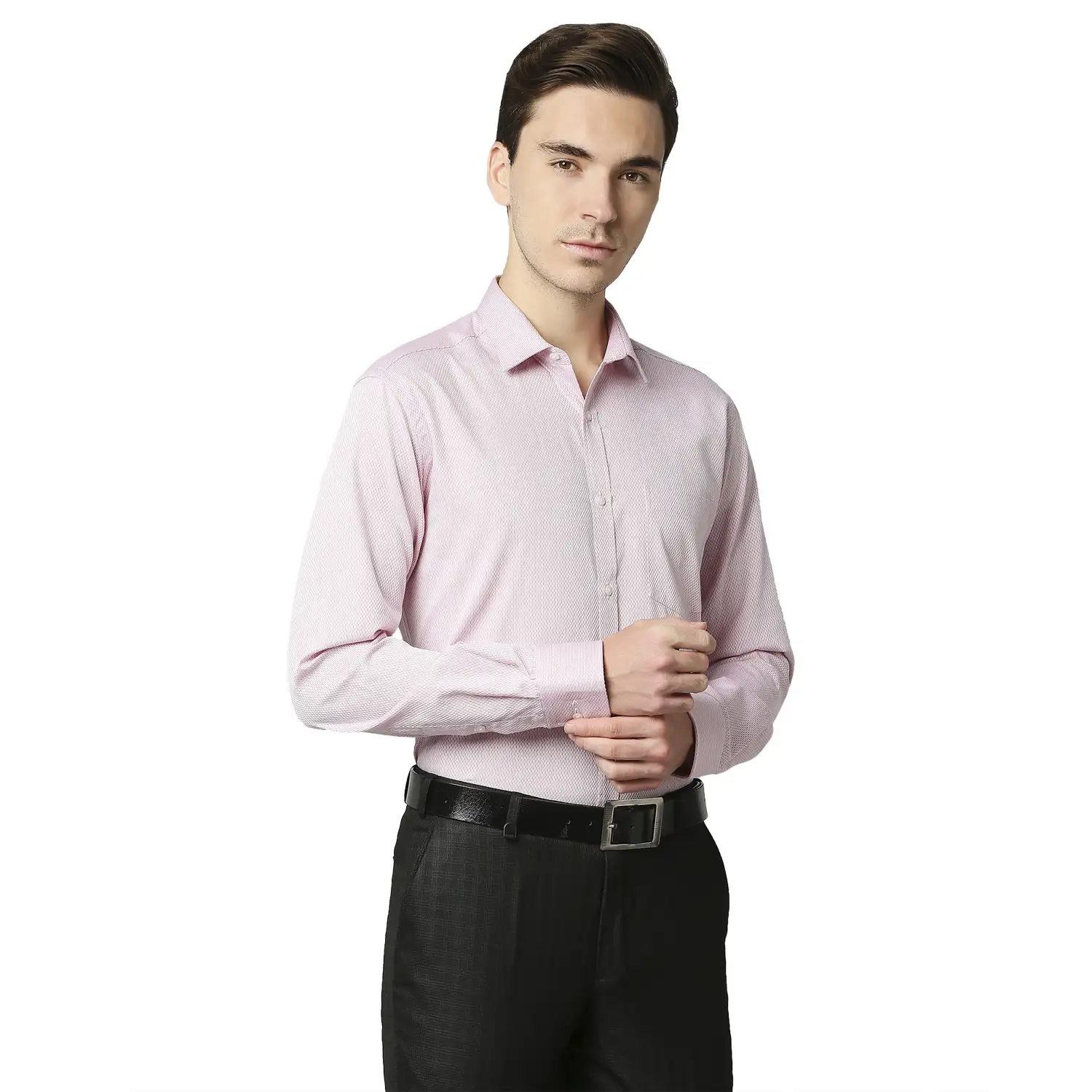 Men Red Slim Fit Structure Cotton Shirts - Image 2