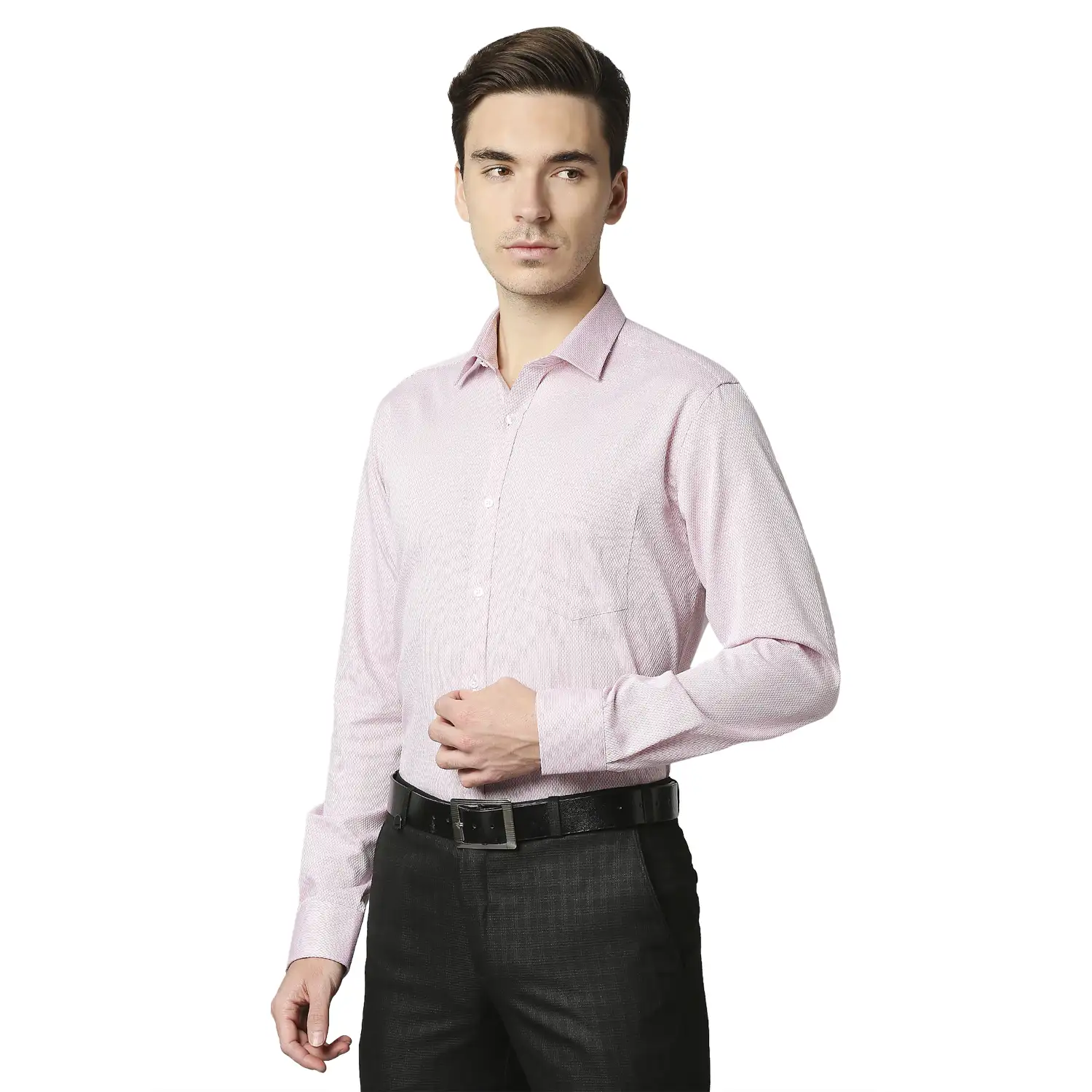 Men Red Slim Fit Structure Cotton Shirts - Image 3