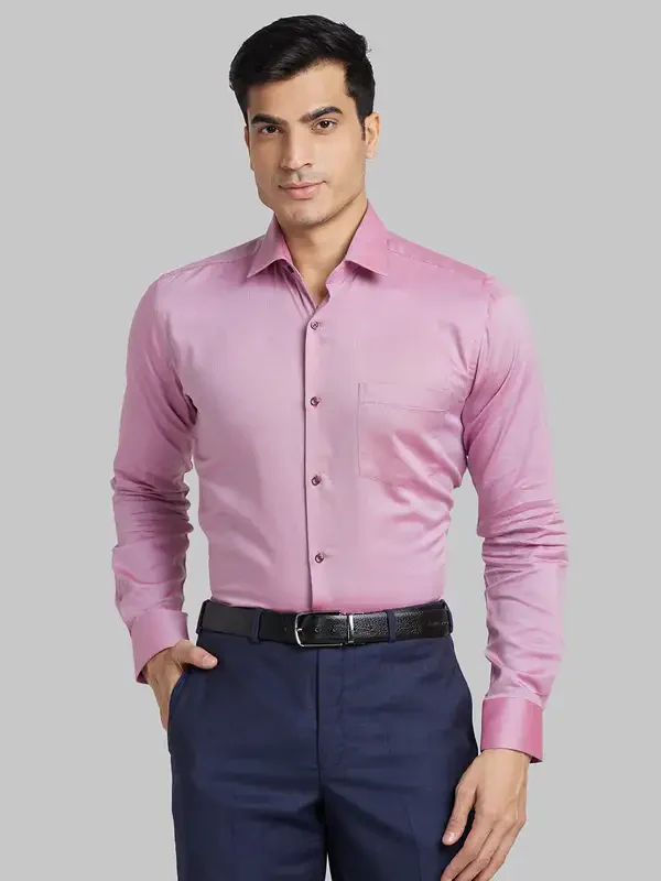 Park Avenue Men Red Slim Fit Structure Cotton Formal Shirt