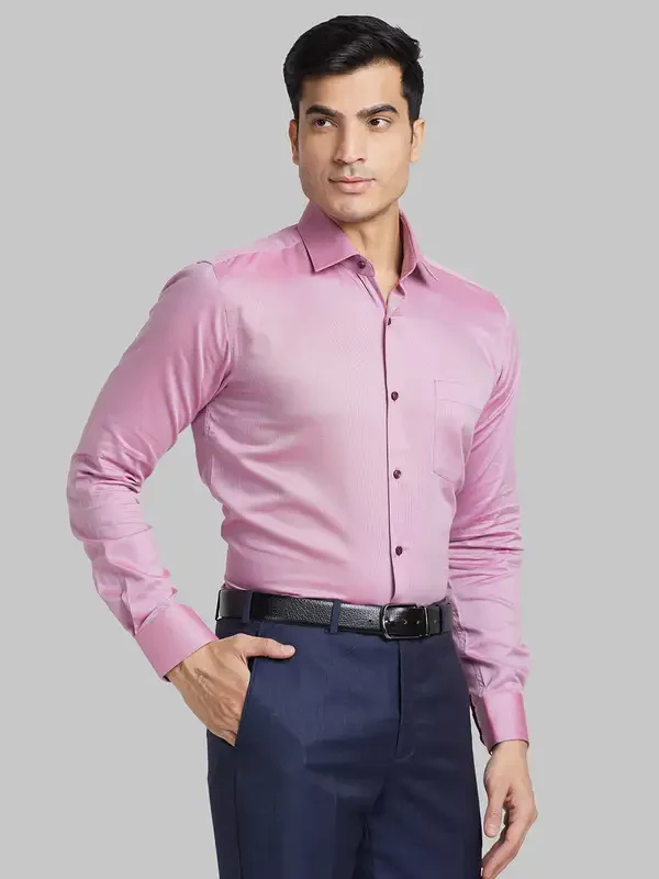 Park Avenue Men Red Slim Fit Structure Cotton Formal Shirt - Image 2