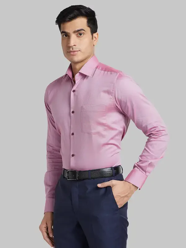 Park Avenue Men Red Slim Fit Structure Cotton Formal Shirt - Image 3