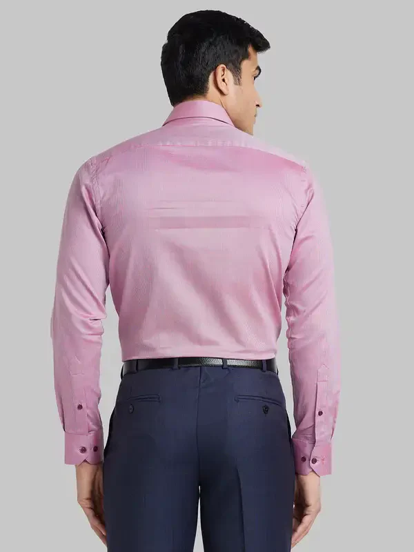Park Avenue Men Red Slim Fit Structure Cotton Formal Shirt - Image 4