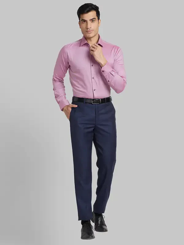 Park Avenue Men Red Slim Fit Structure Cotton Formal Shirt - Image 5