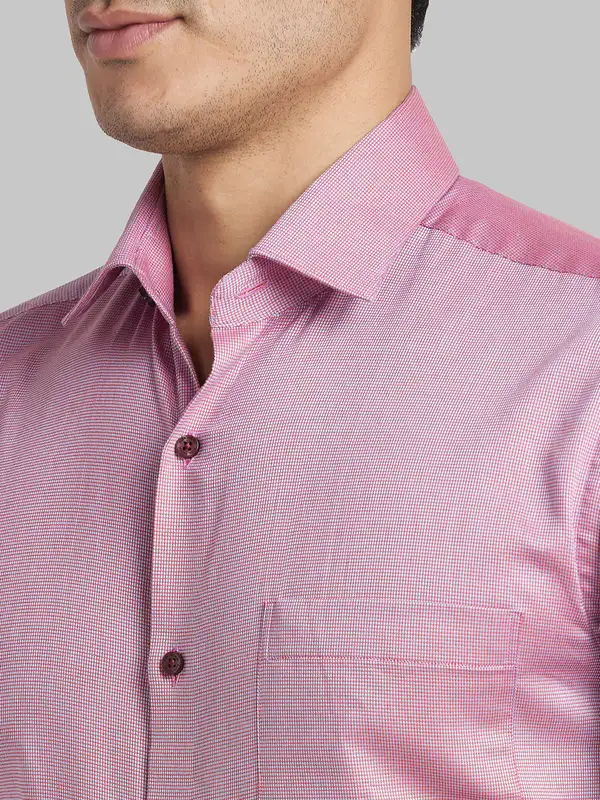 Park Avenue Men Red Slim Fit Structure Cotton Formal Shirt - Image 6