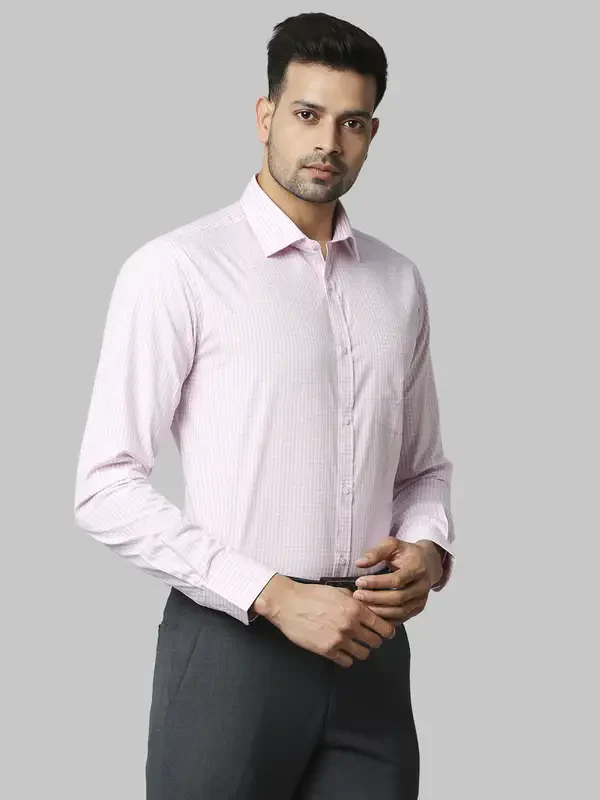 Park Avenue Men Pink Structured Slim Fit Cotton Formal Shirt - Image 2