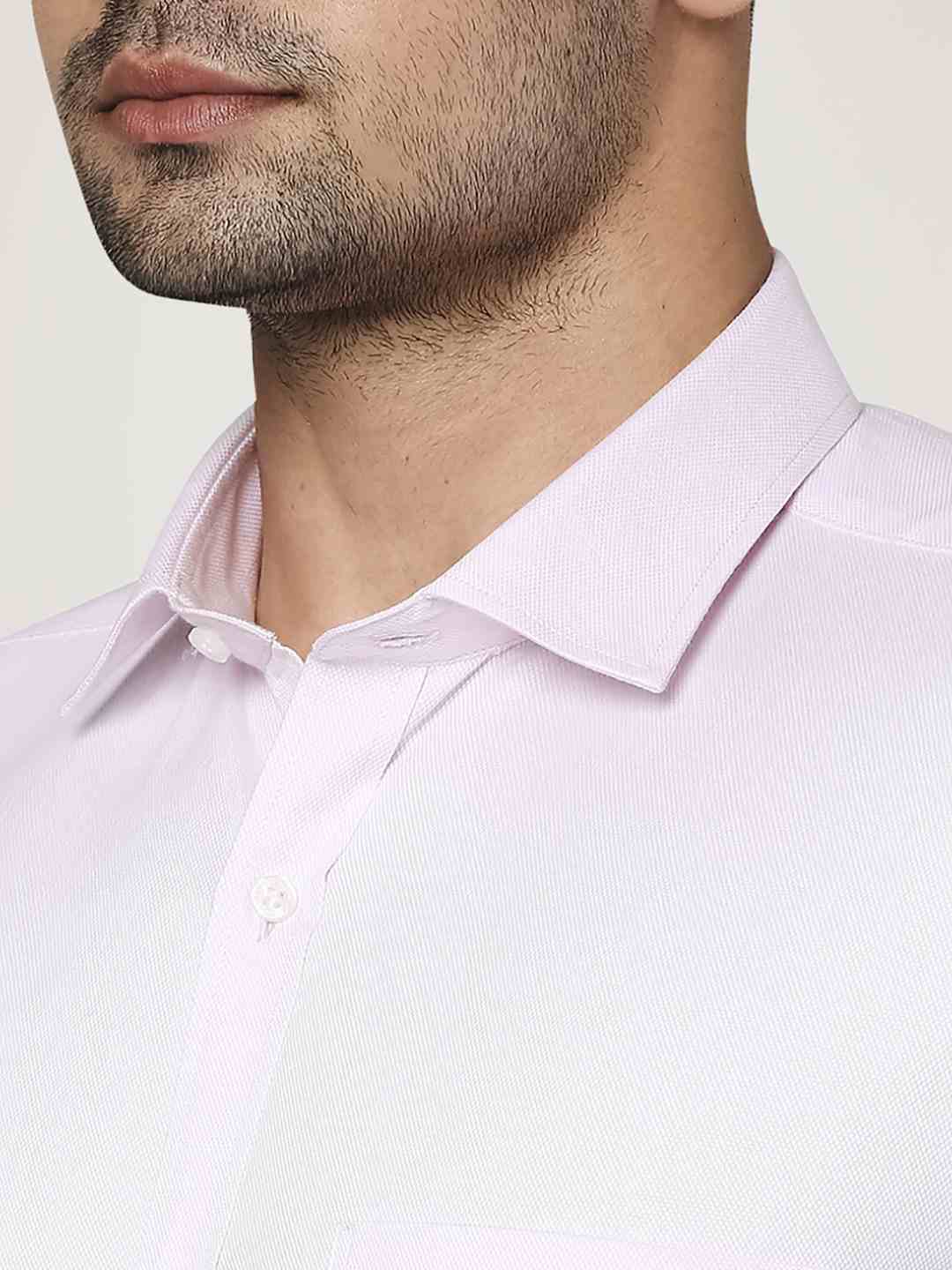 Men Red Slim Fit Structure Cotton Shirts - Image 2