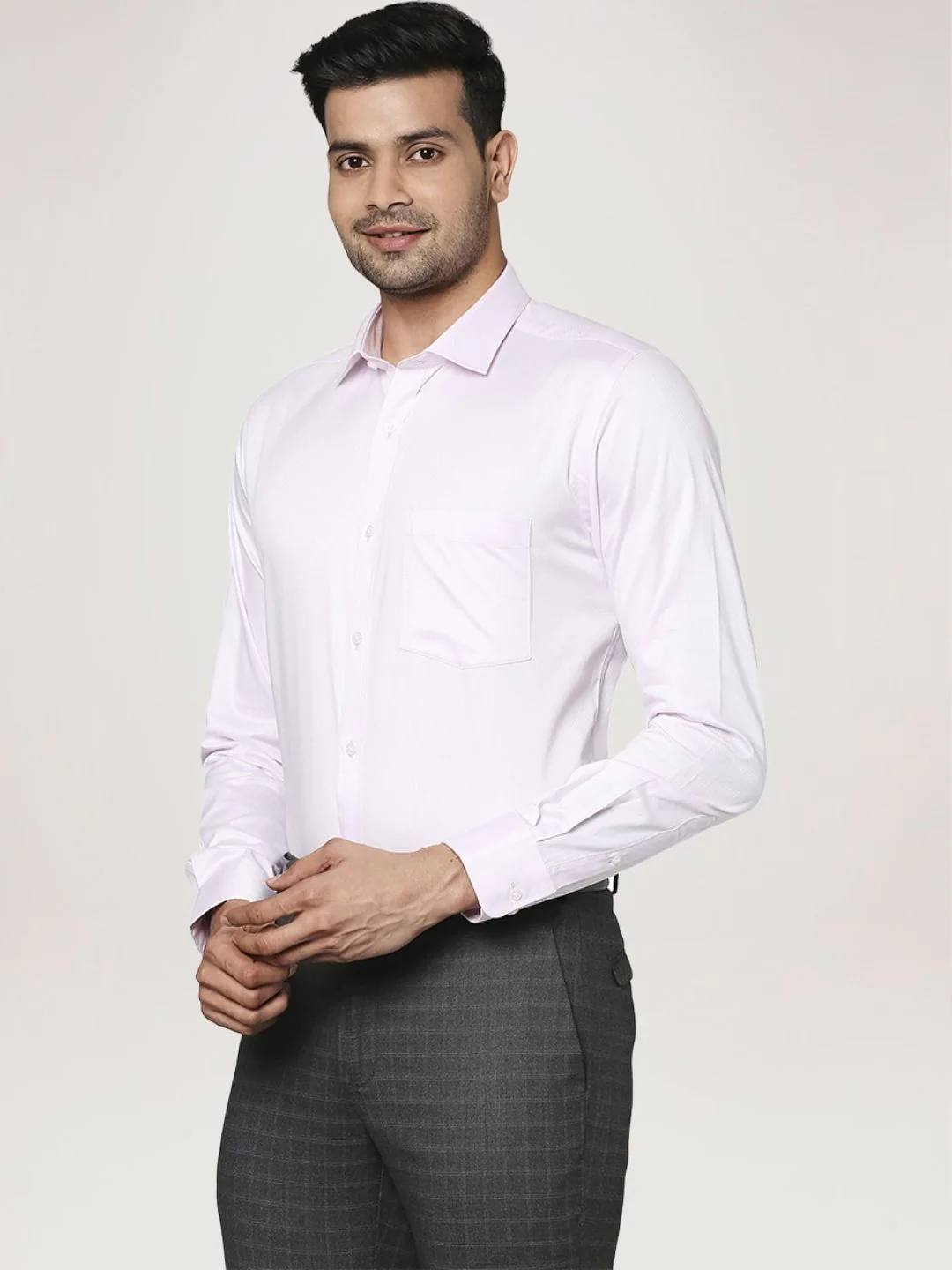 Men Red Slim Fit Structure Cotton Shirts - Image 6