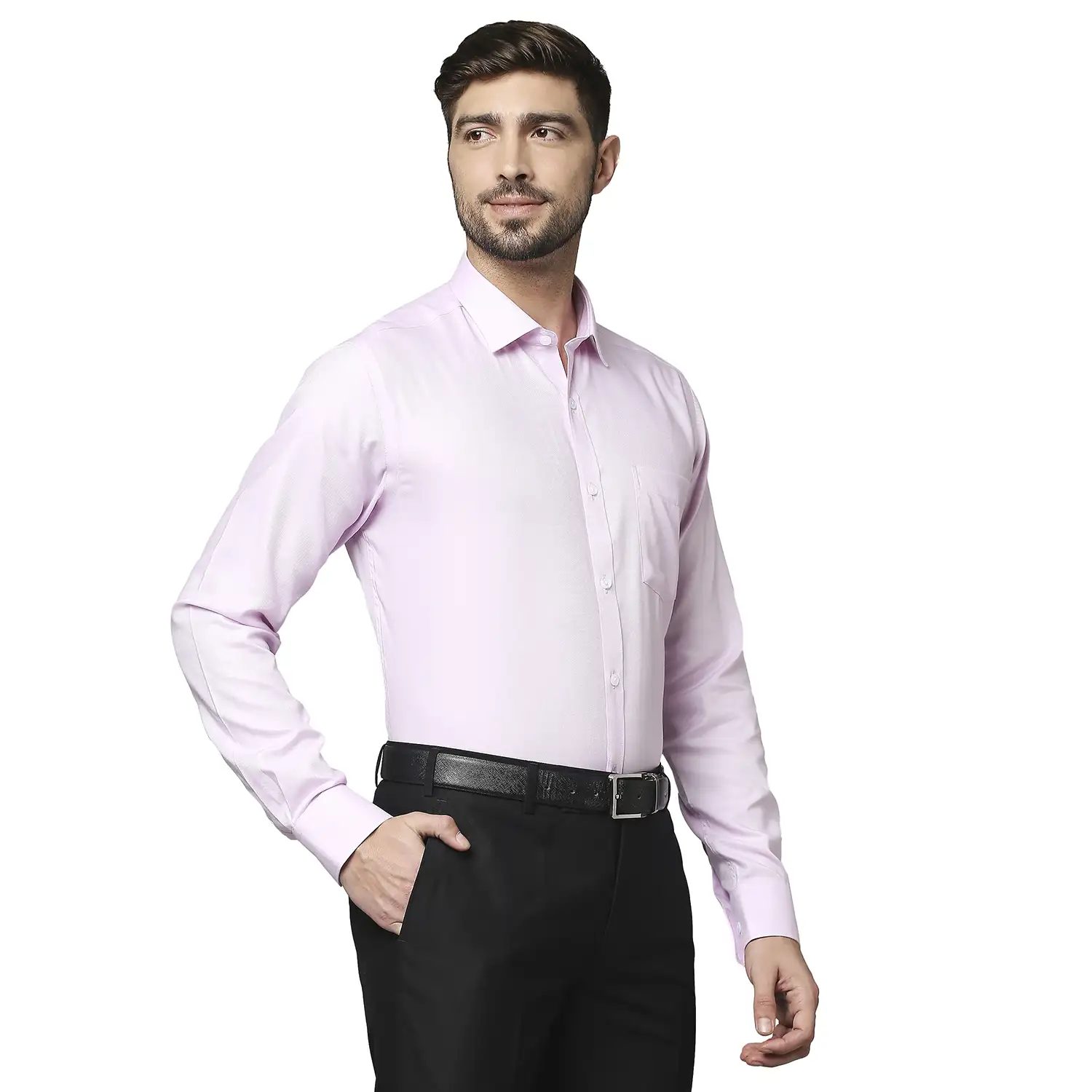Park Avenue Men Pink Structured Slim Fit Cotton Formal Shirt - Image 2