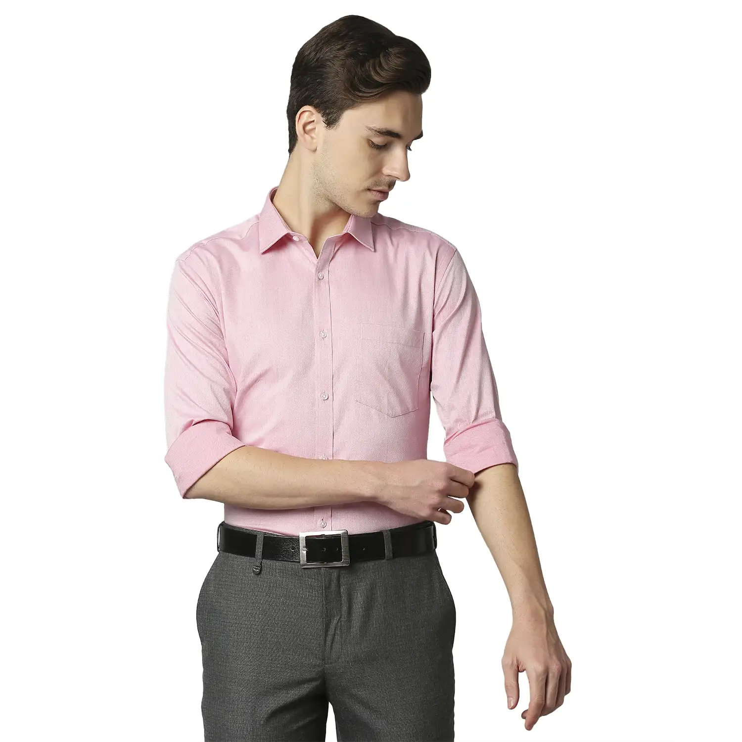 Men Red Slim Fit Structure Cotton Shirts