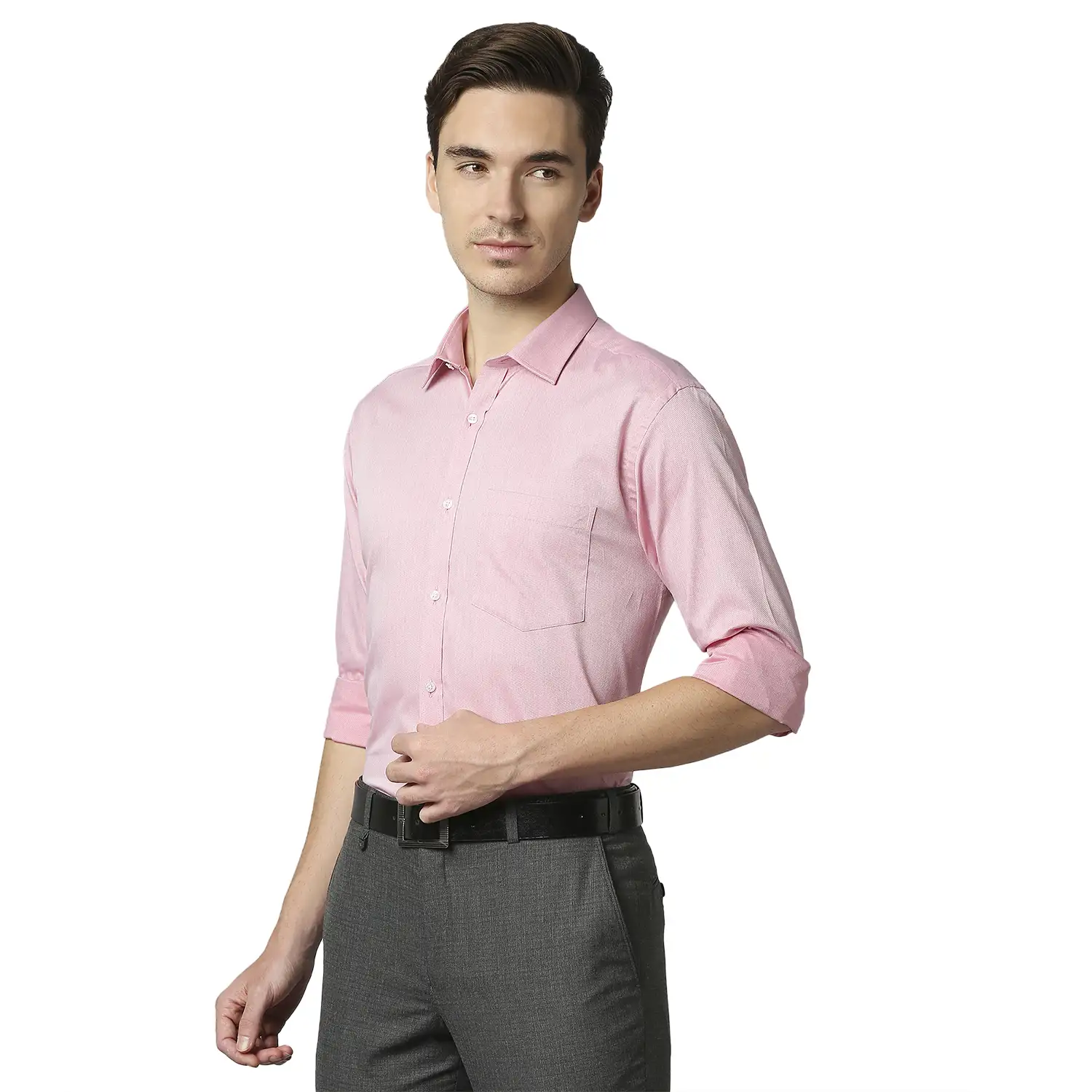 Men Red Slim Fit Structure Cotton Shirts - Image 3