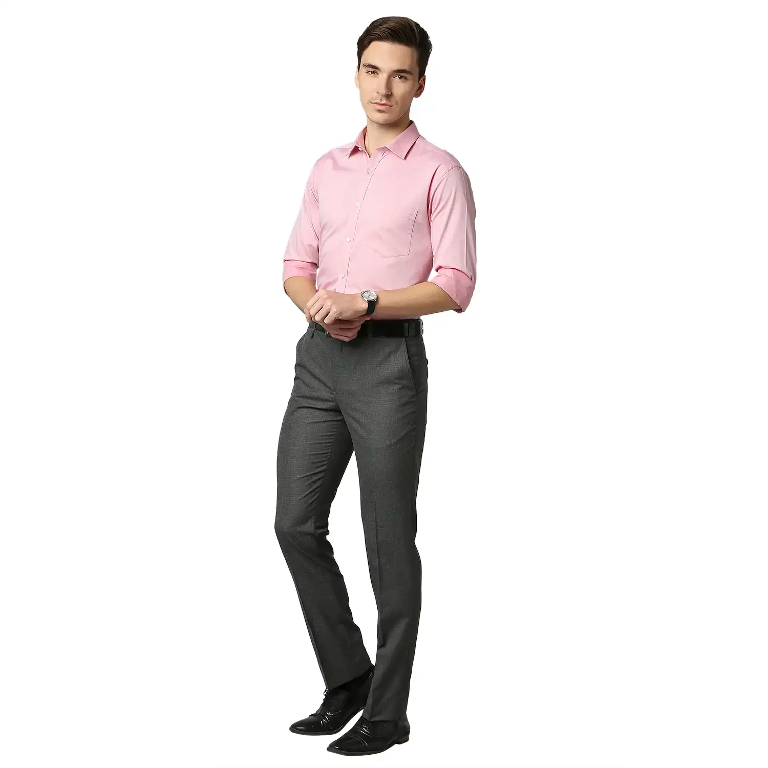 Men Red Slim Fit Structure Cotton Shirts - Image 5