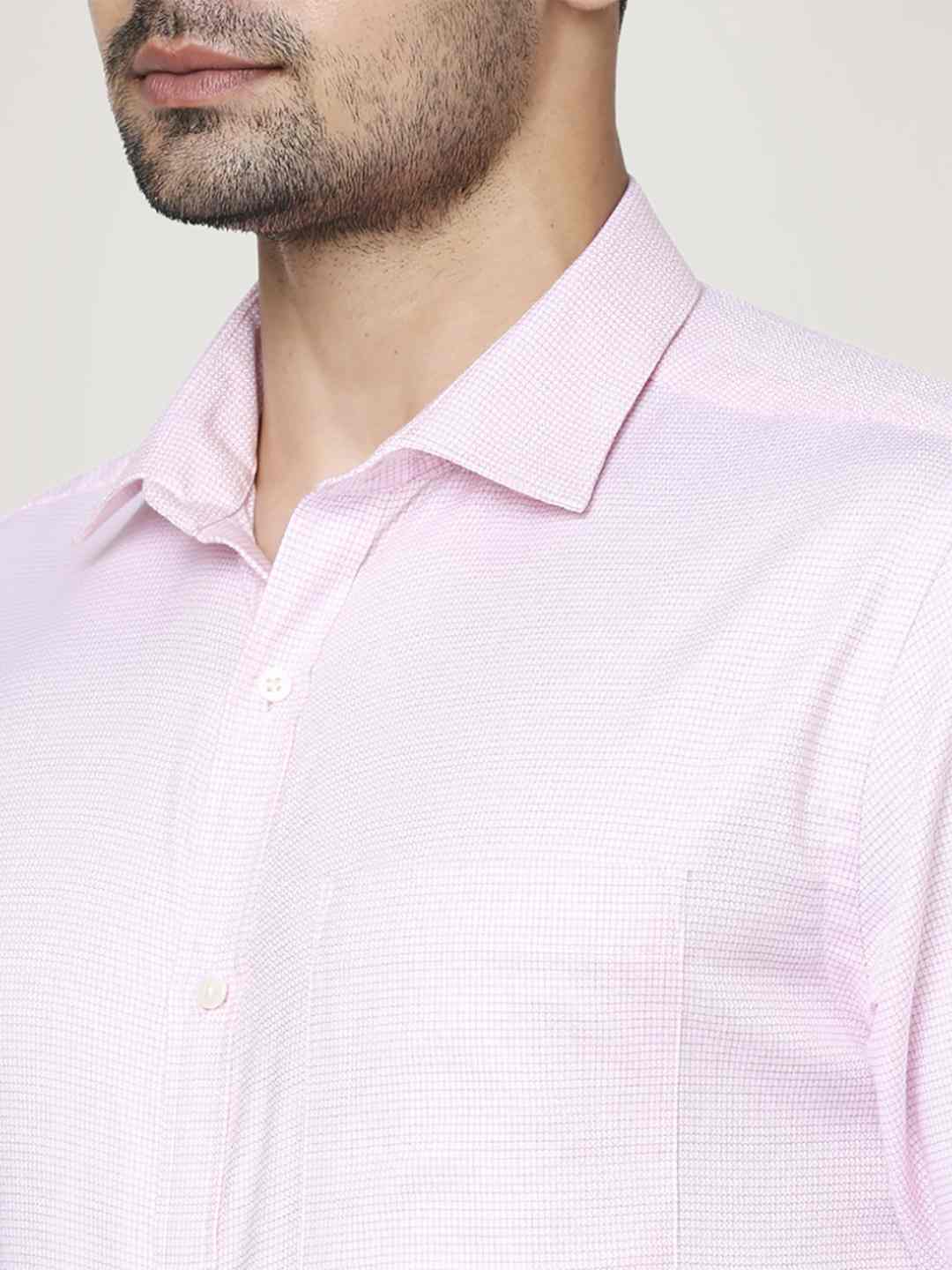 Men Red Slim Fit Structure Cotton Shirts