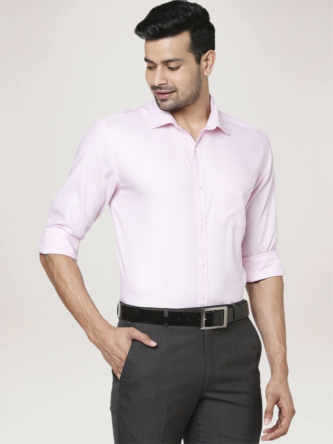 Men Red Slim Fit Structure Cotton Shirts - Image 5