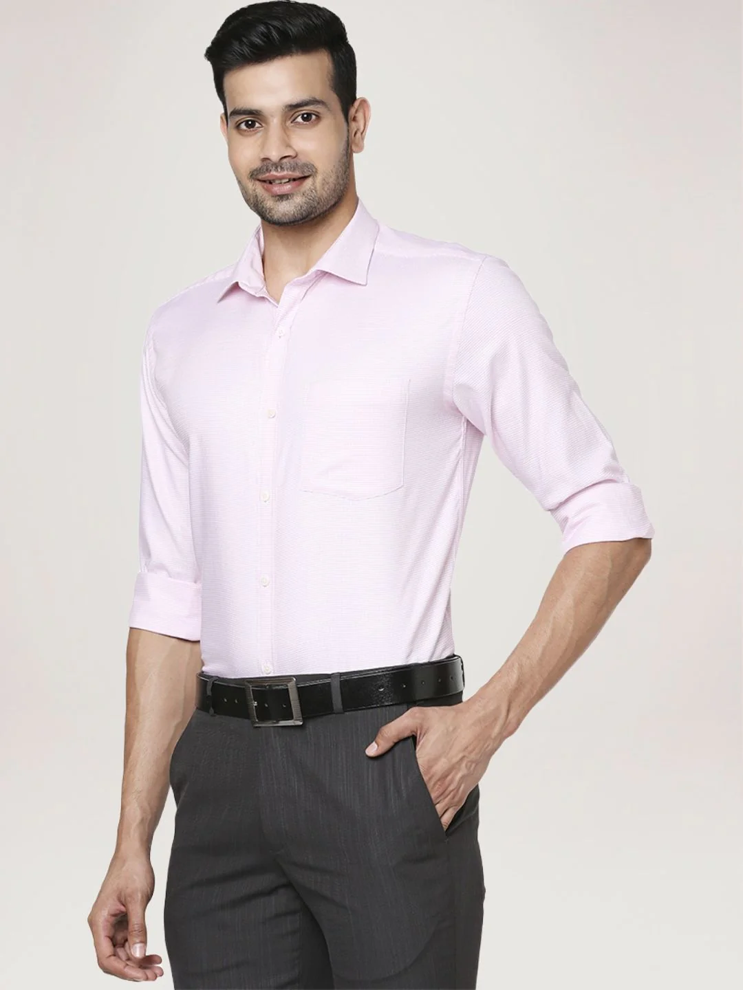 Men Red Slim Fit Structure Cotton Shirts - Image 6