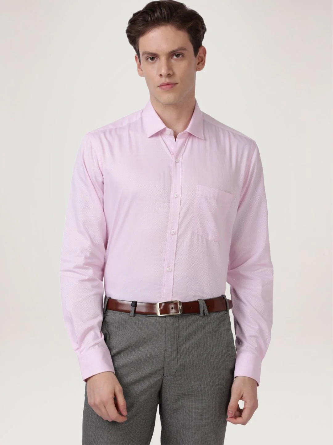 Men Red Slim Fit Structure Cotton Shirts