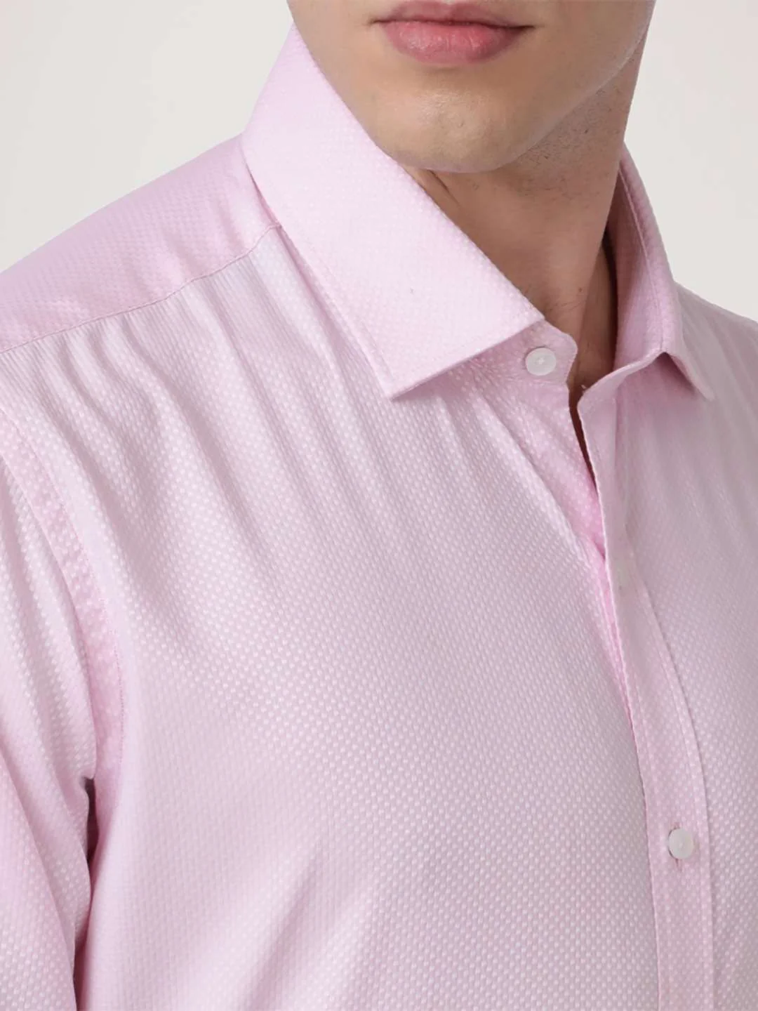 Men Red Slim Fit Structure Cotton Shirts - Image 2