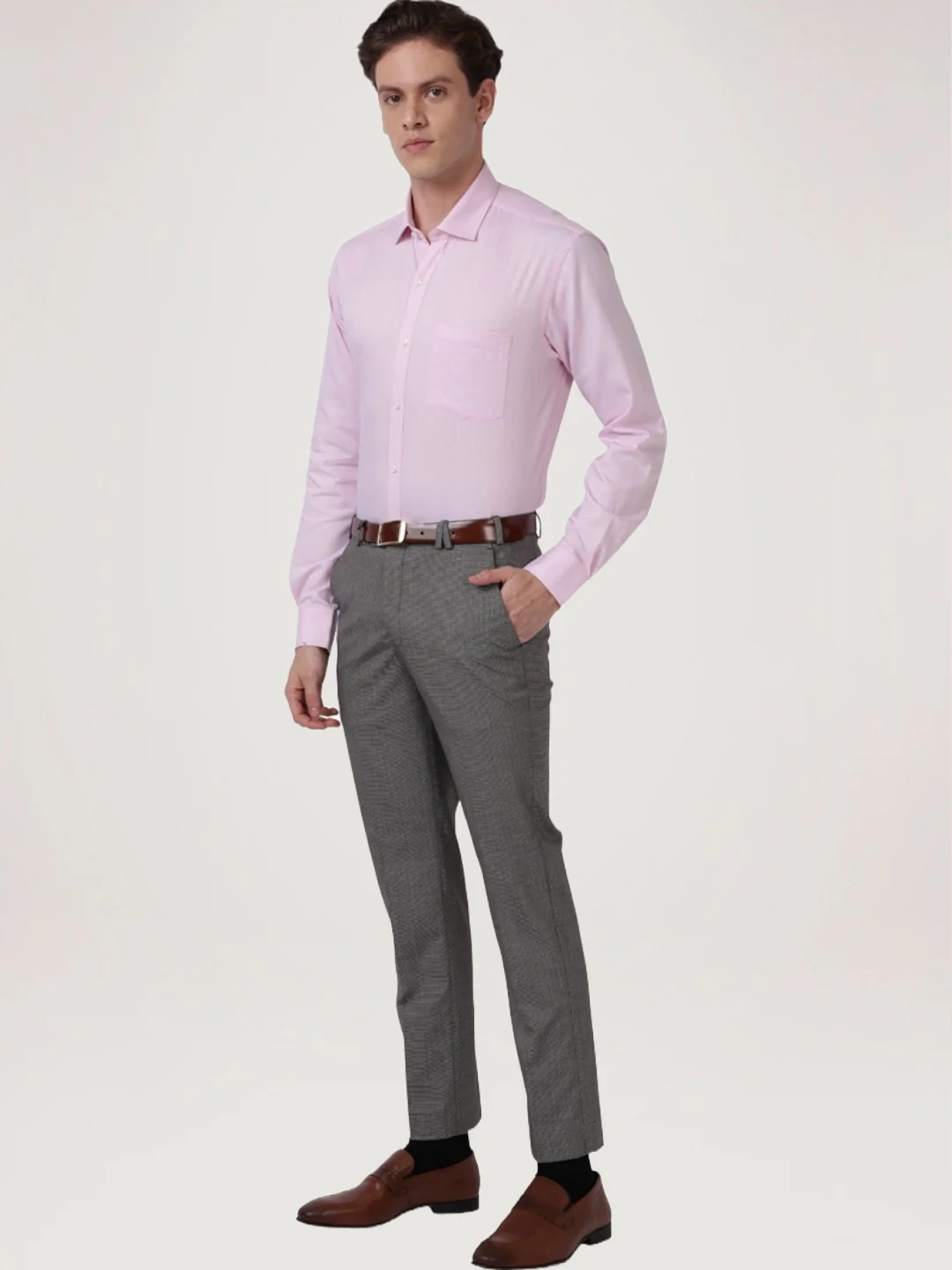 Men Red Slim Fit Structure Cotton Shirts - Image 3