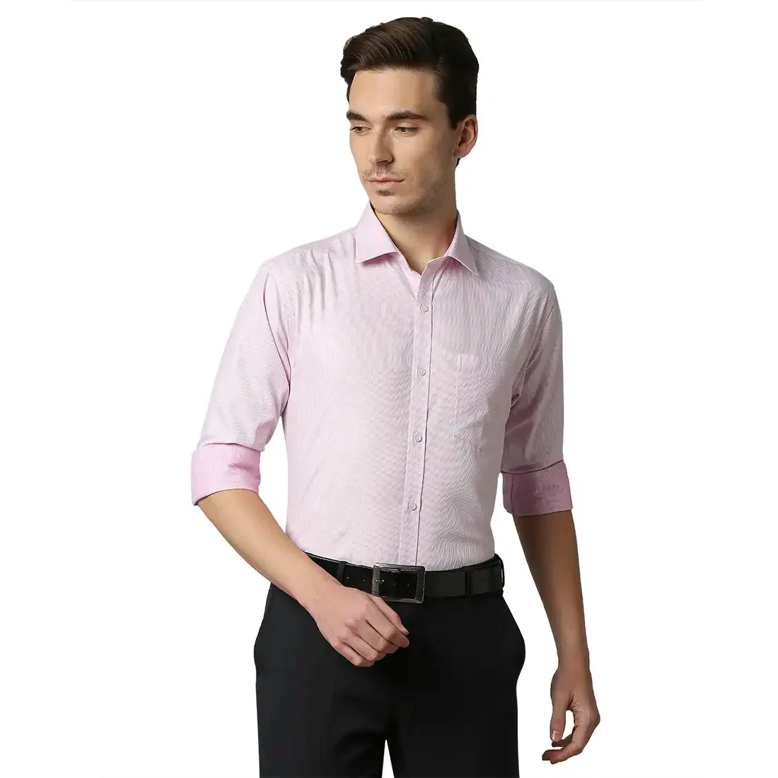 Men Red Slim Fit Structure Cotton Shirts