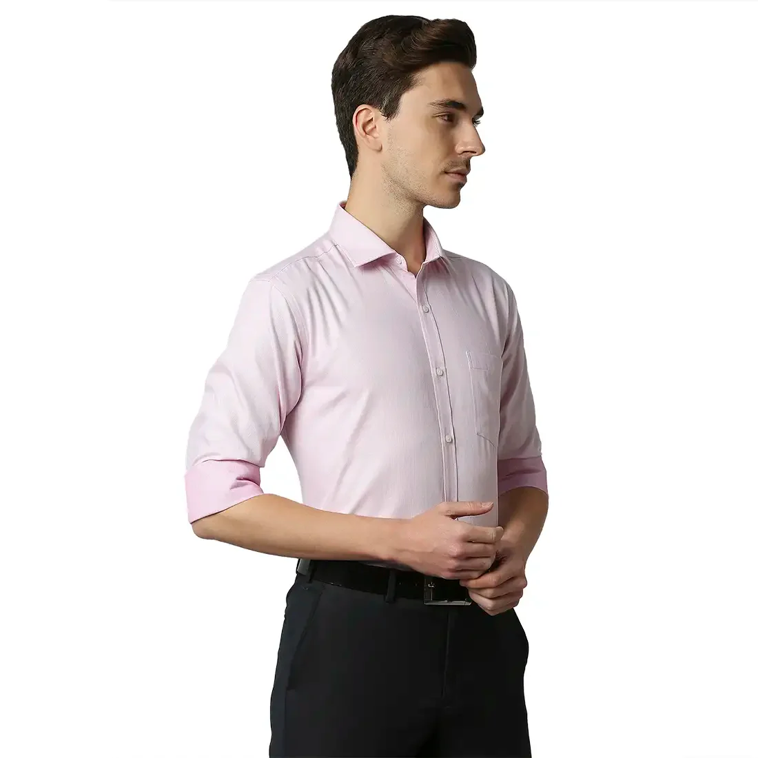 Men Red Slim Fit Structure Cotton Shirts - Image 2