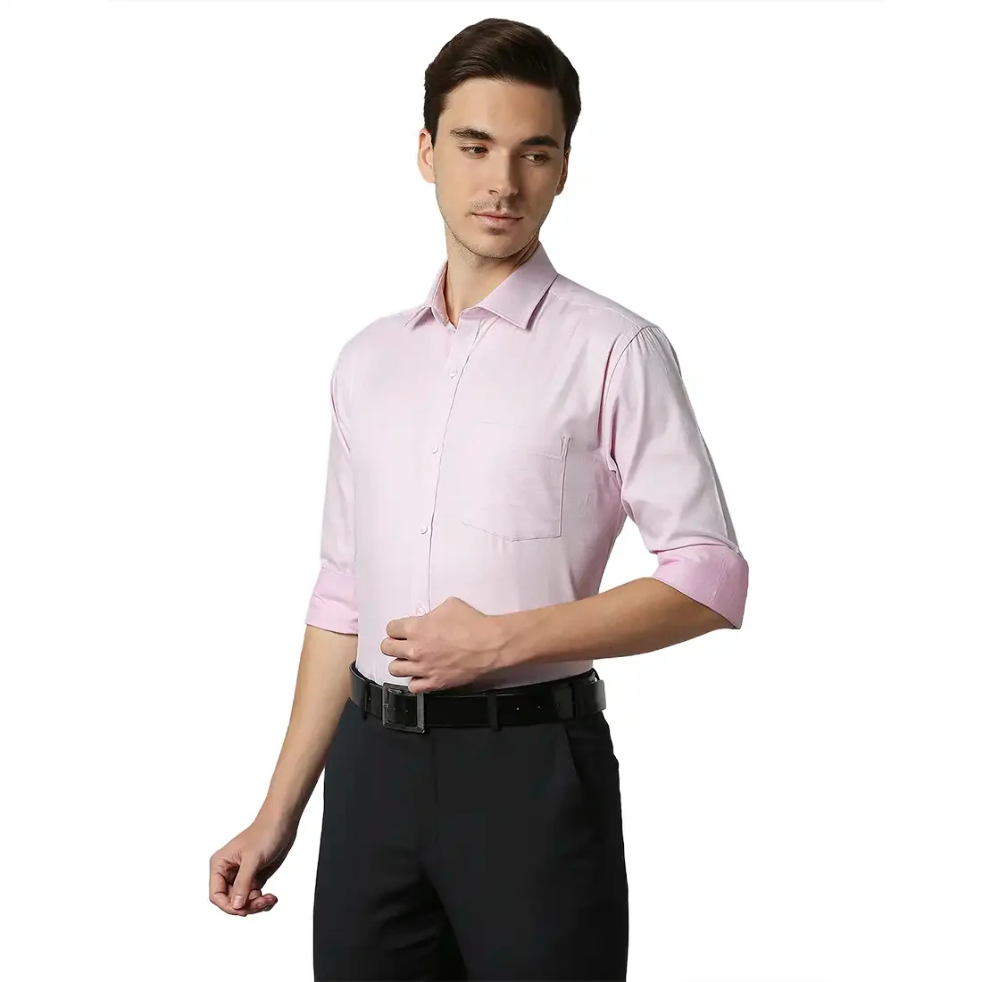 Men Red Slim Fit Structure Cotton Shirts - Image 3